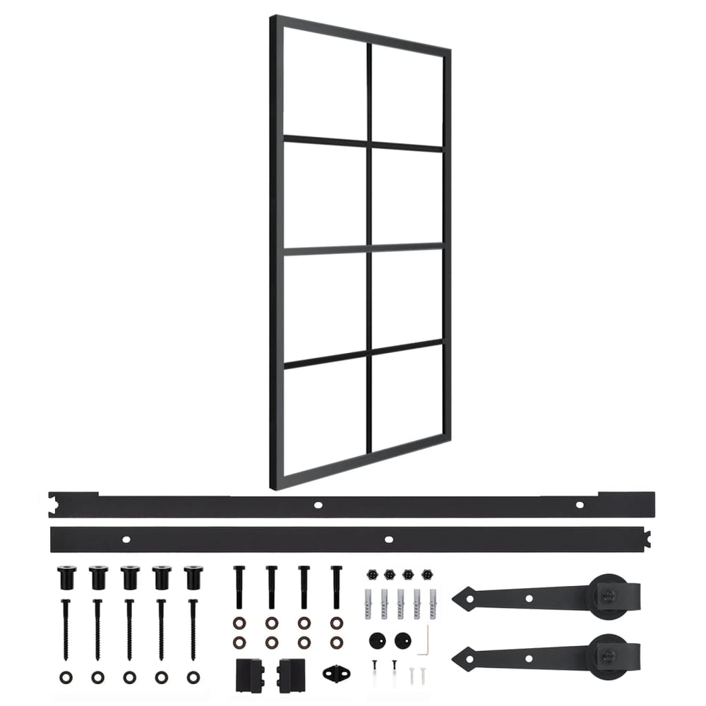 Schiebetür Aluminium und ESG-Glas mit Beschlägen 102,5x205 cm