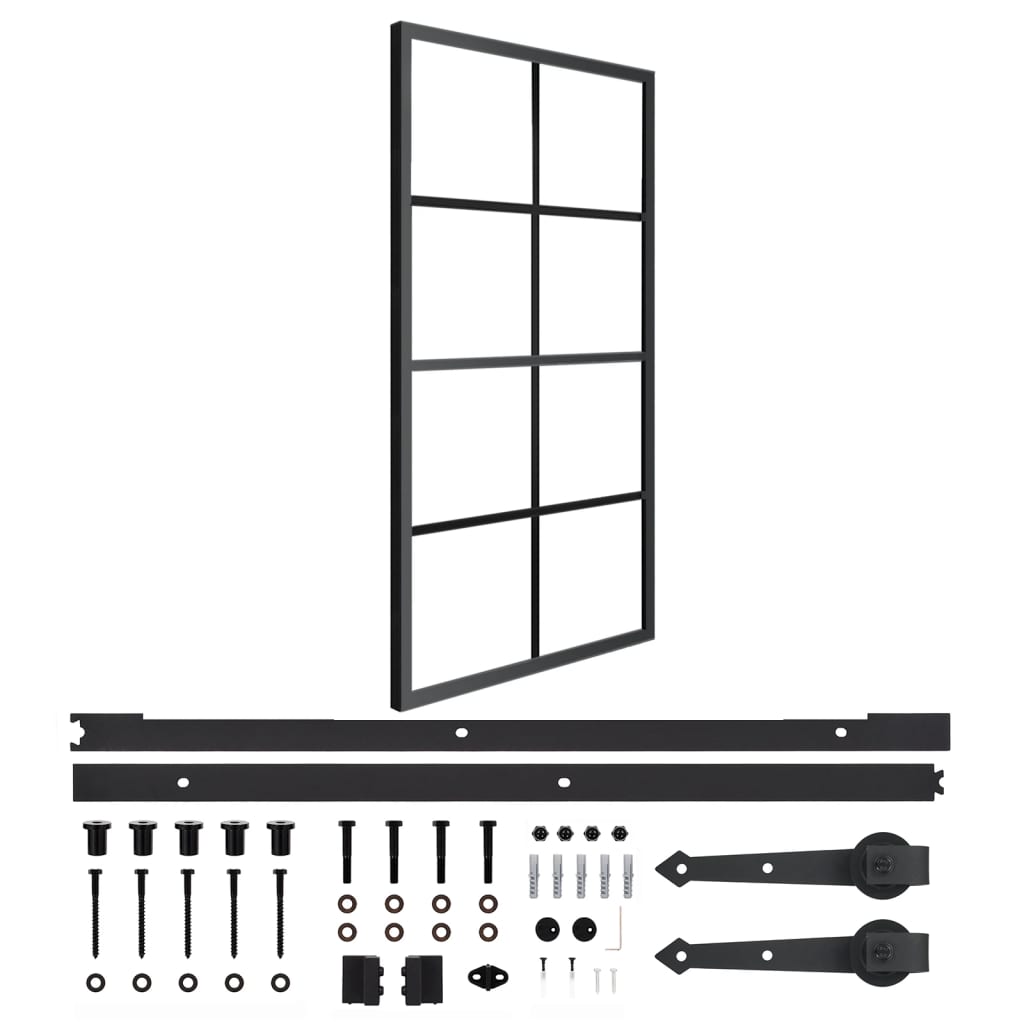 Schiebetür Aluminium und ESG-Glas mit Beschlägen 102,5x205 cm