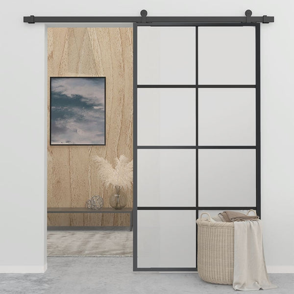 Schiebetür Aluminium und ESG-Glas mit Beschlägen 102,5x205 cm