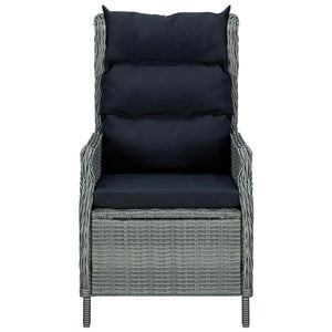 Verstellbarer Gartensessel mit Auflagen Poly Rattan Hellgrau