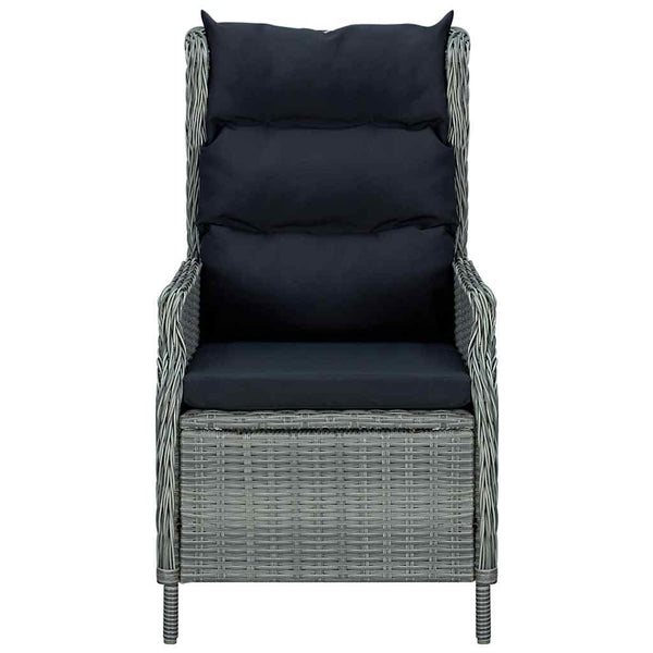 Verstellbarer Gartensessel mit Auflagen Poly Rattan Hellgrau