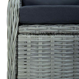 Verstellbarer Gartensessel mit Auflagen Poly Rattan Hellgrau