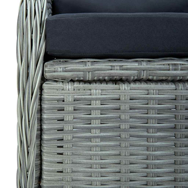 Verstellbarer Gartensessel mit Auflagen Poly Rattan Hellgrau