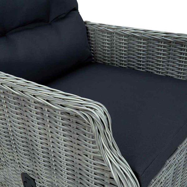 Verstellbarer Gartensessel mit Auflagen Poly Rattan Hellgrau