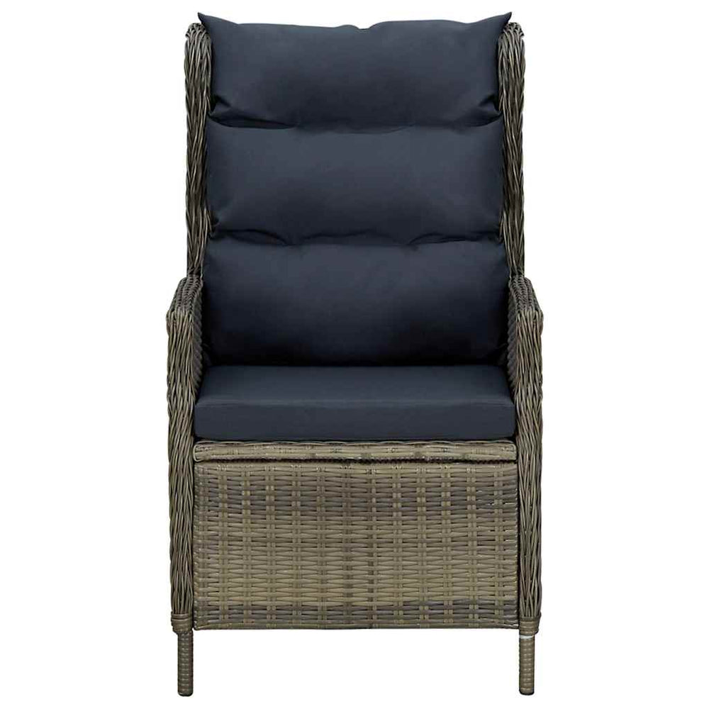 Verstellbarer Gartensessel mit Auflagen Poly Rattan Braun