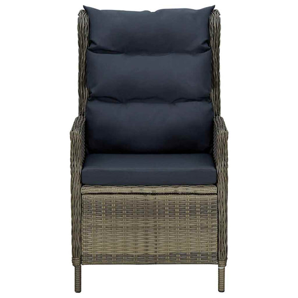 Verstellbarer Gartensessel mit Auflagen Poly Rattan Braun