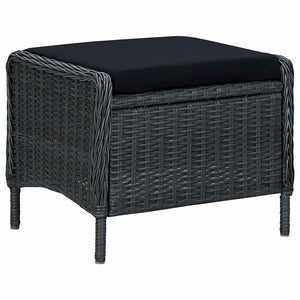 Gartensessel Verstellbar mit Fußhocker Poly-Rattan Dunkelgrau