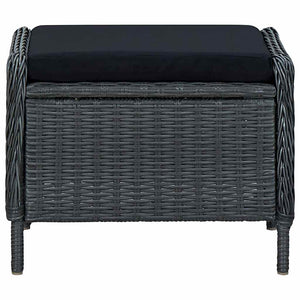 Gartensessel Verstellbar mit Fußhocker Poly-Rattan Dunkelgrau
