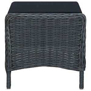Gartensessel Verstellbar mit Fußhocker Poly-Rattan Dunkelgrau