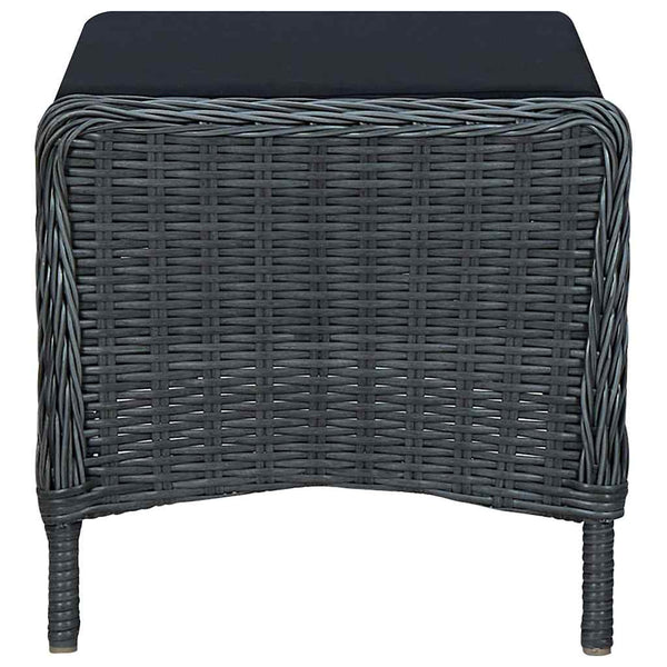 Gartensessel Verstellbar mit Fußhocker Poly-Rattan Dunkelgrau