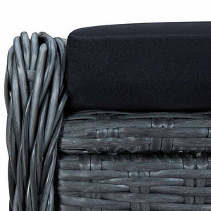 Gartensessel Verstellbar mit Fußhocker Poly-Rattan Dunkelgrau