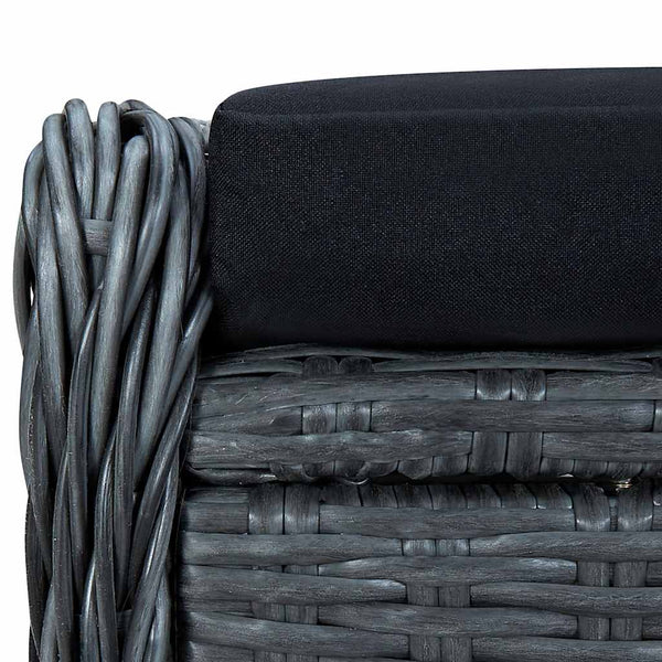 Gartensessel Verstellbar mit Fußhocker Poly-Rattan Dunkelgrau