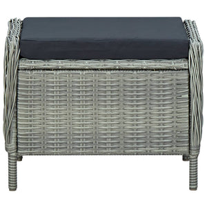 Verstellbarer Gartensessel mit Fußhocker Poly Rattan Hellgrau
