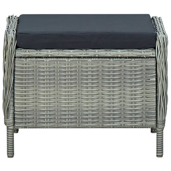 Verstellbarer Gartensessel mit Fußhocker Poly Rattan Hellgrau