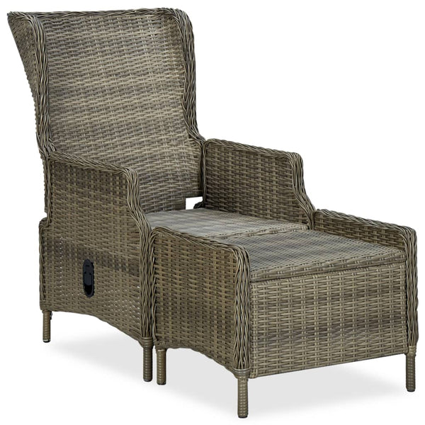 Verstellbarer Gartensessel mit Fußhocker Poly Rattan Braun