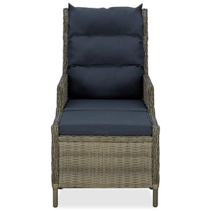 Verstellbarer Gartensessel mit Fußhocker Poly Rattan Braun