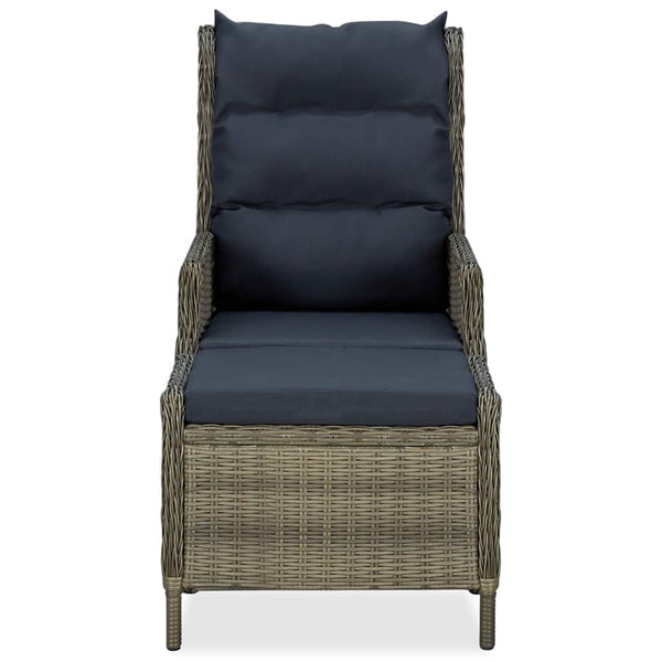 Verstellbarer Gartensessel mit Fußhocker Poly Rattan Braun