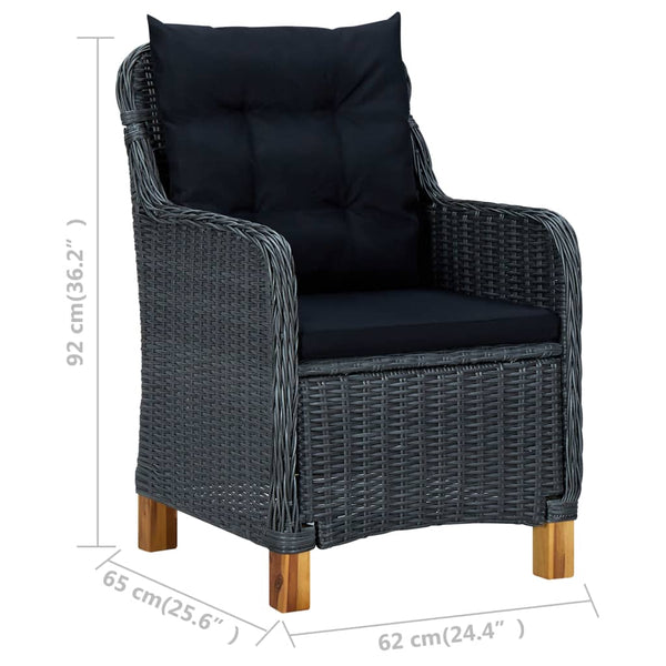 Gartenstühle mit Kissen 2 Stk. Poly Rattan Dunkelgrau