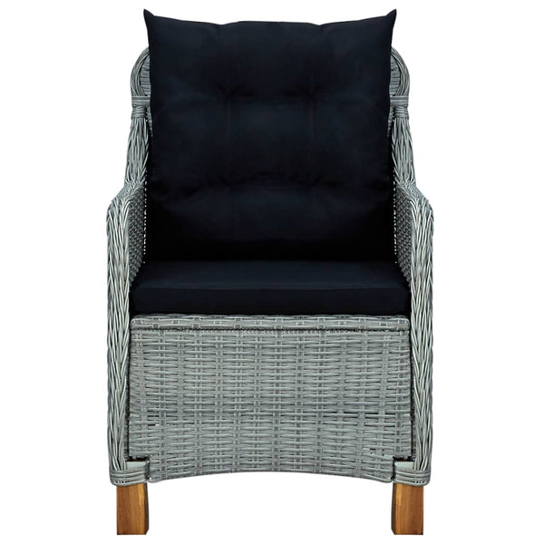 Gartenstühle mit Kissen 2 Stk. Poly Rattan Hellgrau