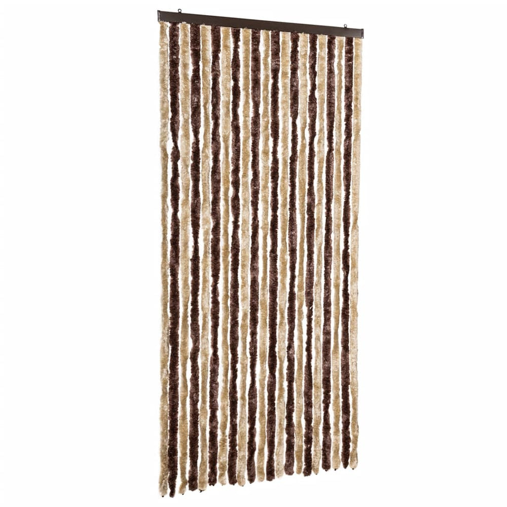 vidaXL Moustiquaire de porte beige et marron clair 90x200 cm chenille