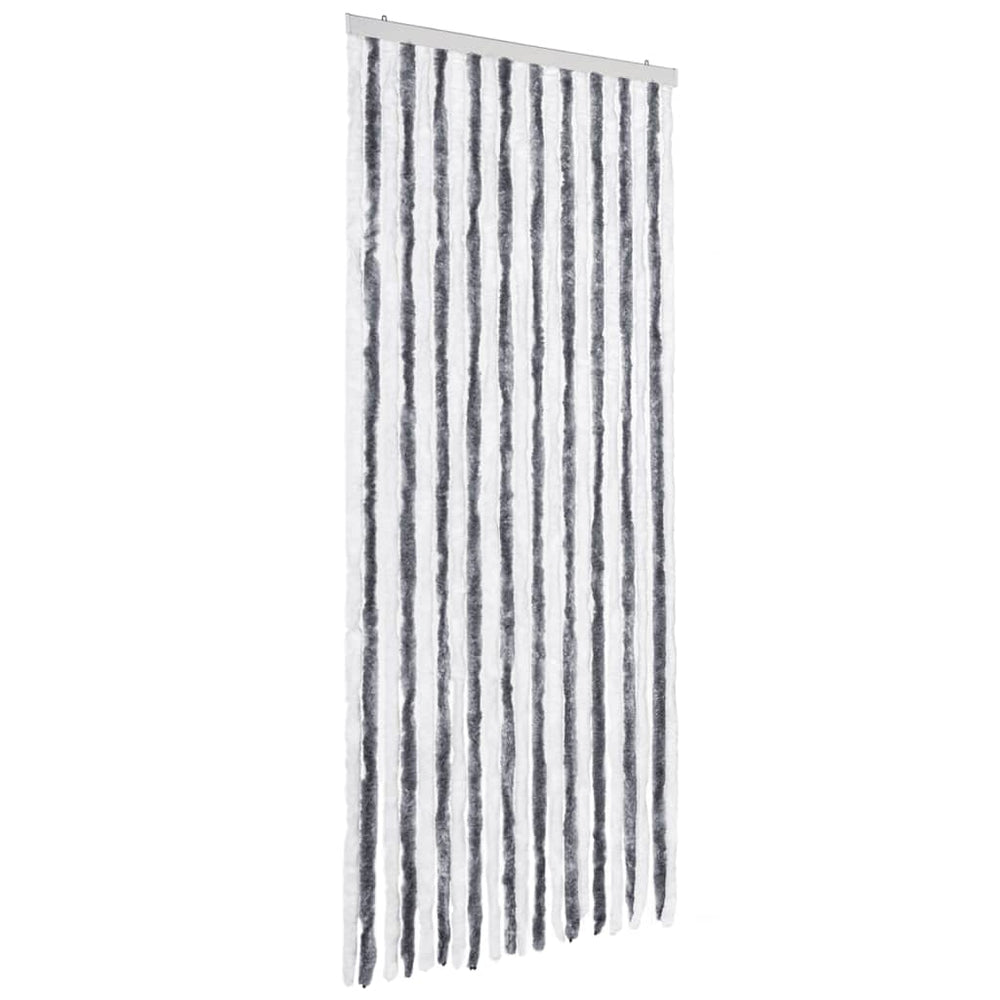 vidaXL Rideau anti-insectes gris et blanc 90x200 cm Chenille