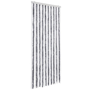 Insektenschutz-Vorhang Grau und Weiß 90x200 cm Chenille