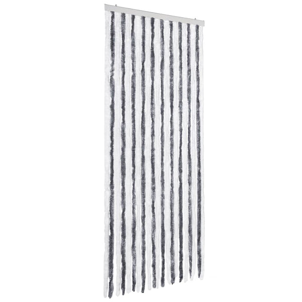 Insektenschutz-Vorhang Grau und Weiß 90x200 cm Chenille