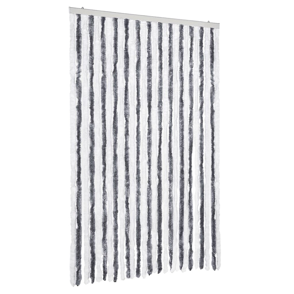 vidaXL Rideau anti-insectes gris et blanc 118x220 cm Chenille