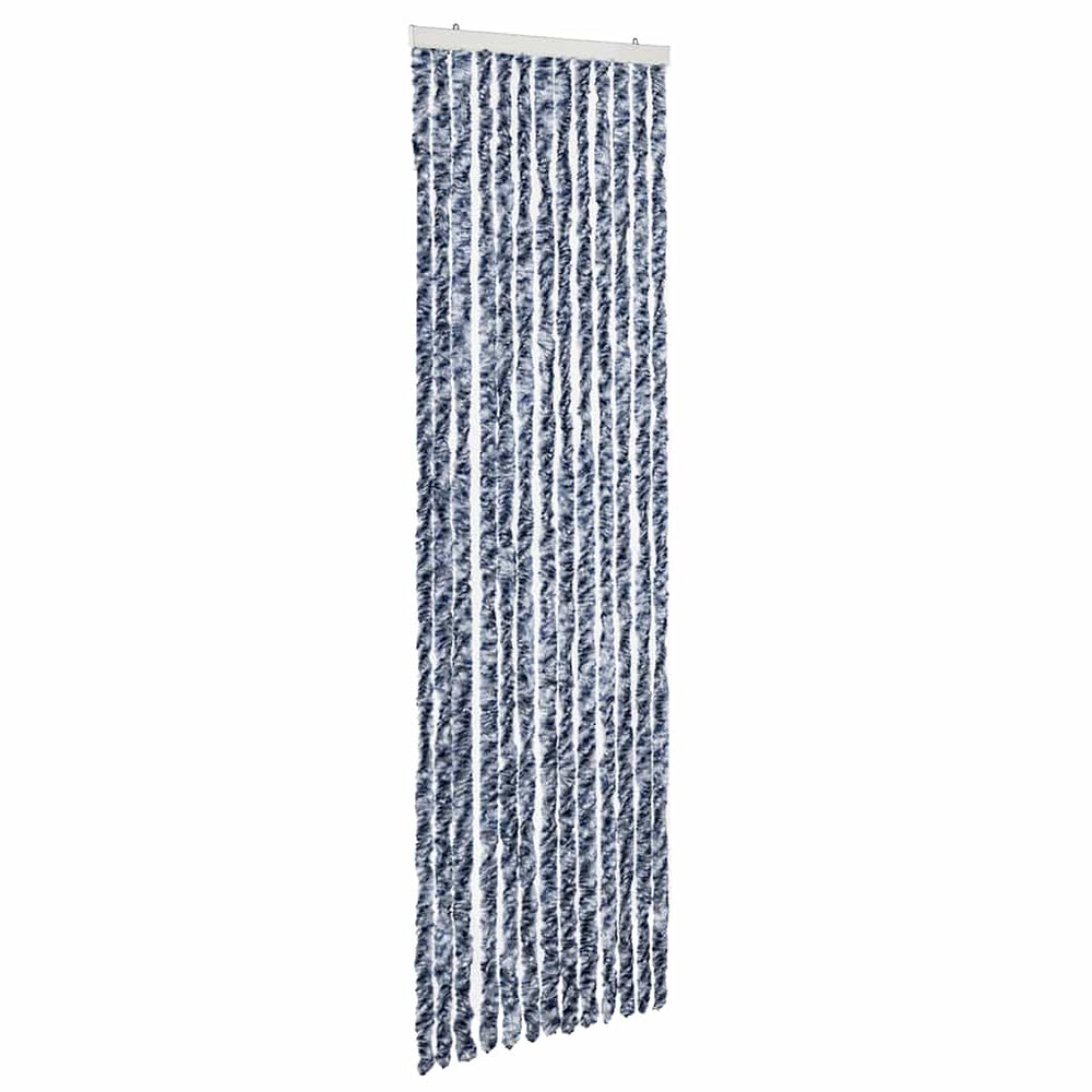 vidaXL Rideau anti-insectes bleu et blanc 56x200 cm chenille
