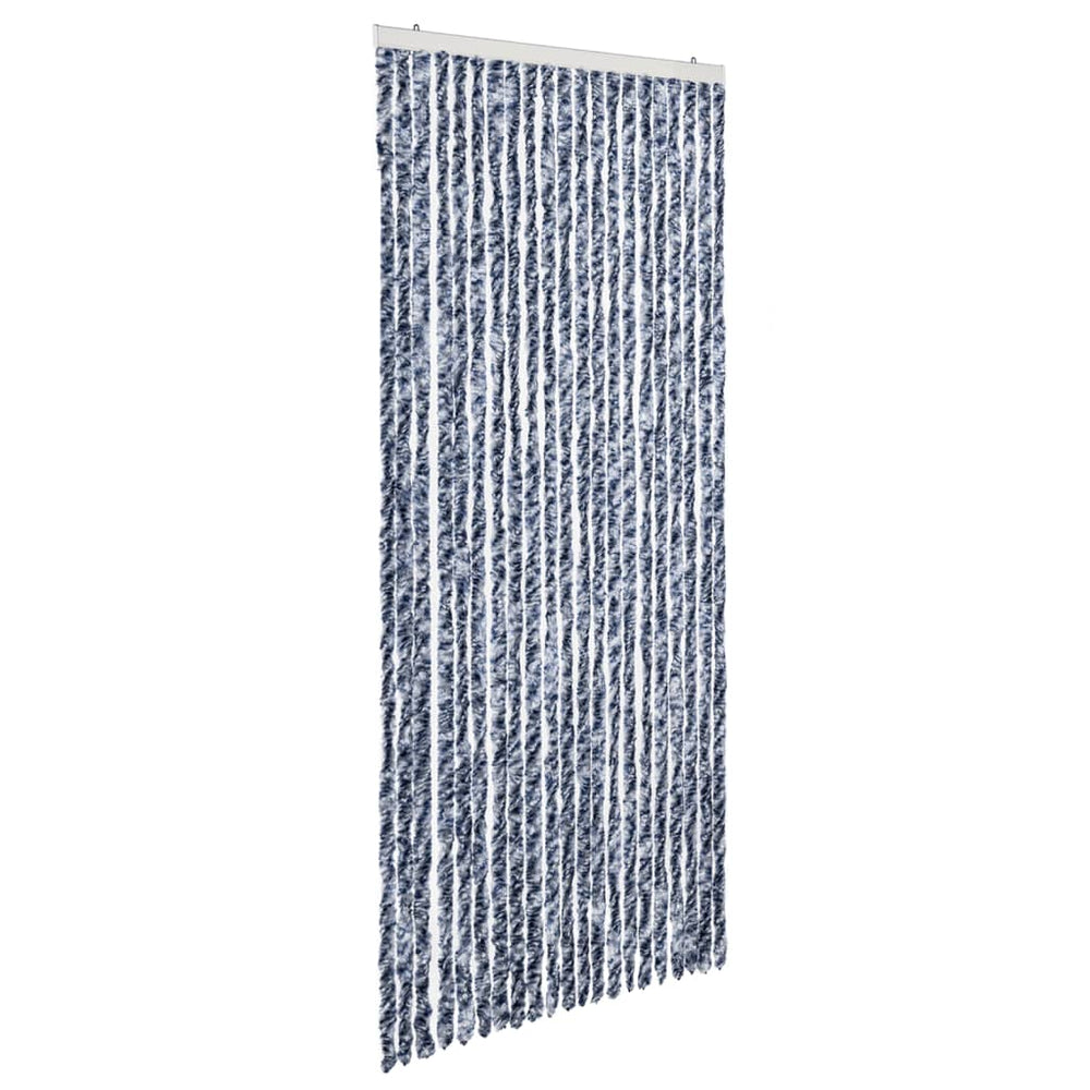 vidaXL Rideau anti-mouches bleu et blanc 90x200 cm chenille