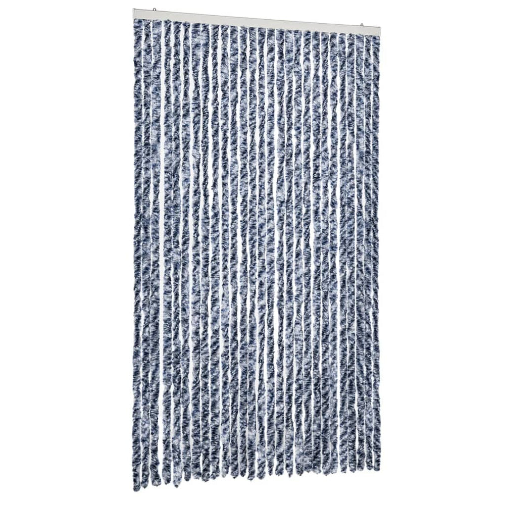 vidaXL Moustiquaire de porte chenille, bleu et blanc, 118x220 cm