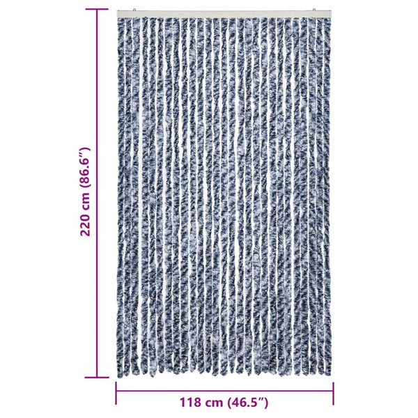 Insektenschutz-Vorhang Blau und Weiß 118x220 cm Chenille