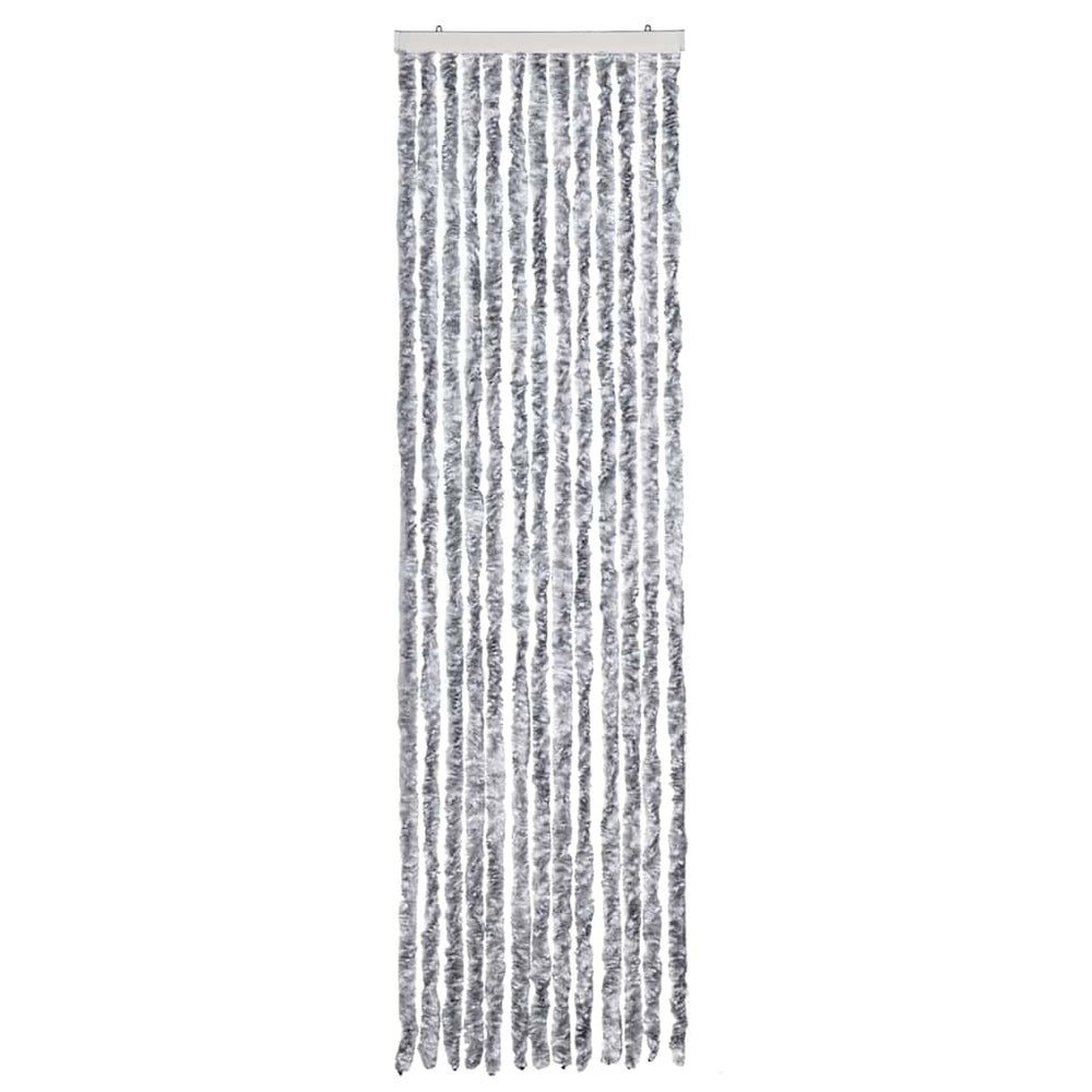 vidaXL Moustiquaire de porte Blanc et Gris 56x200 cm Chenille