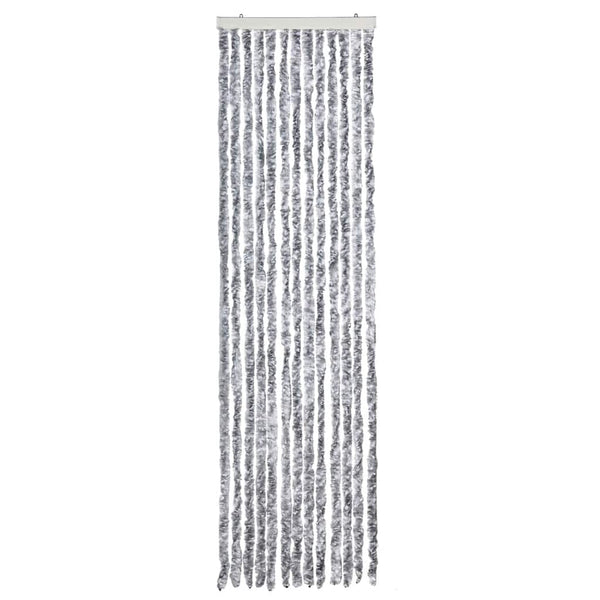 Insektenschutz-Vorhang Weiß und Grau 56x200 cm Chenille