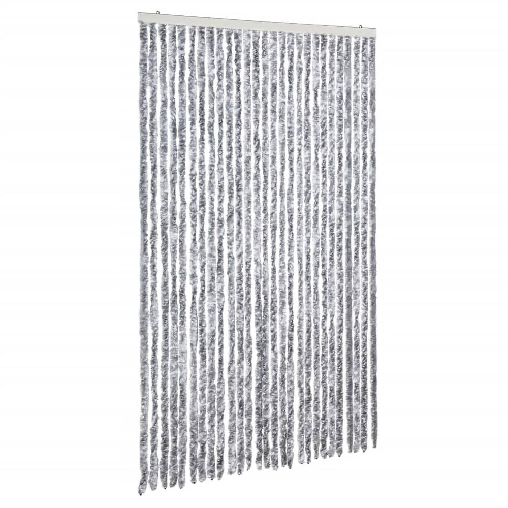 vidaXL Moustiquaire de porte en chenille Blanc et gris 118x220 cm