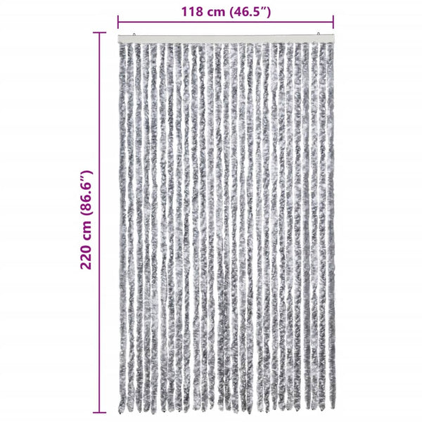 Insektenschutz-Vorhang Weiß und Grau 118x220 cm Chenille