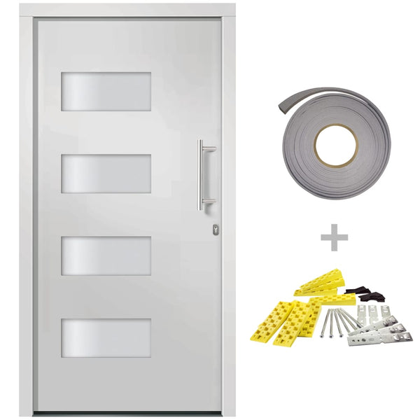 Haustür Aluminium und PVC Weiß 100x210 cm