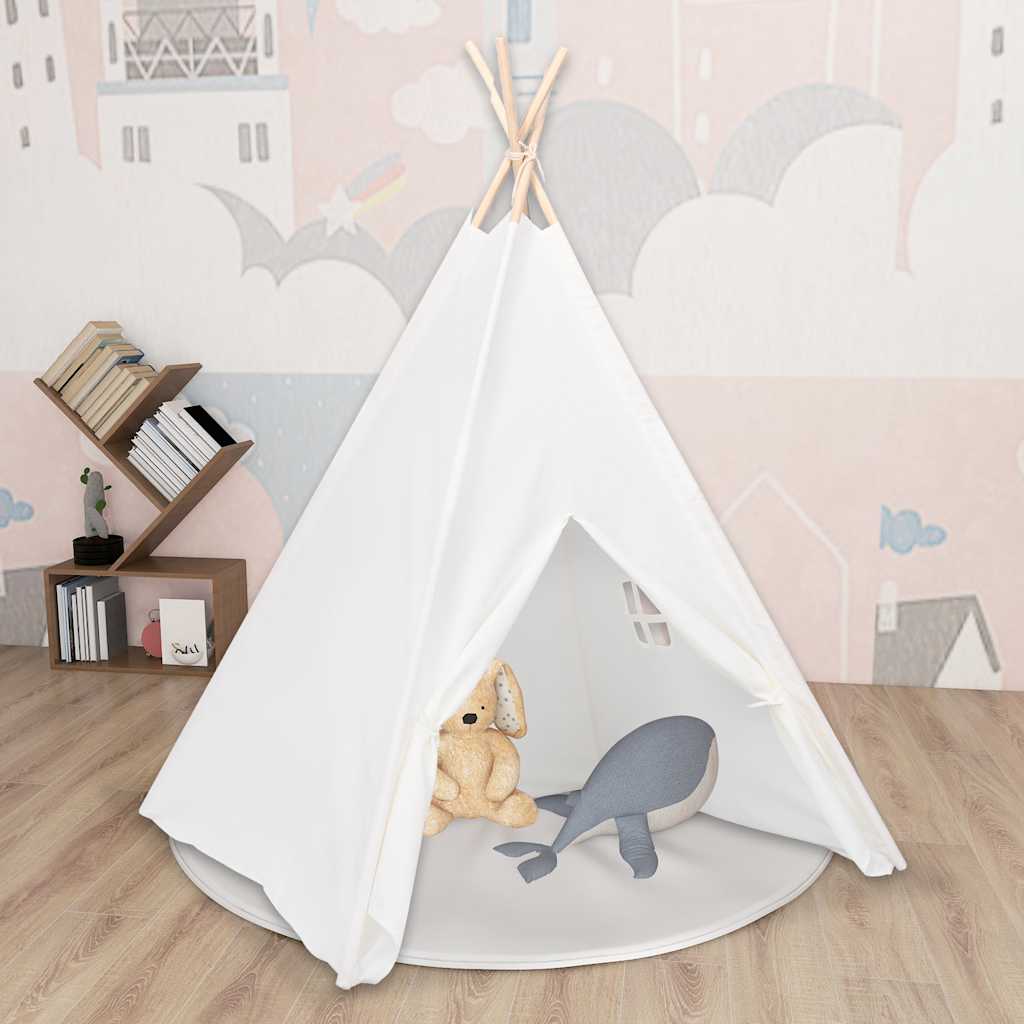Kinder Tipi Zelt Pfirsichhaut Weiß 120x120x150 cm