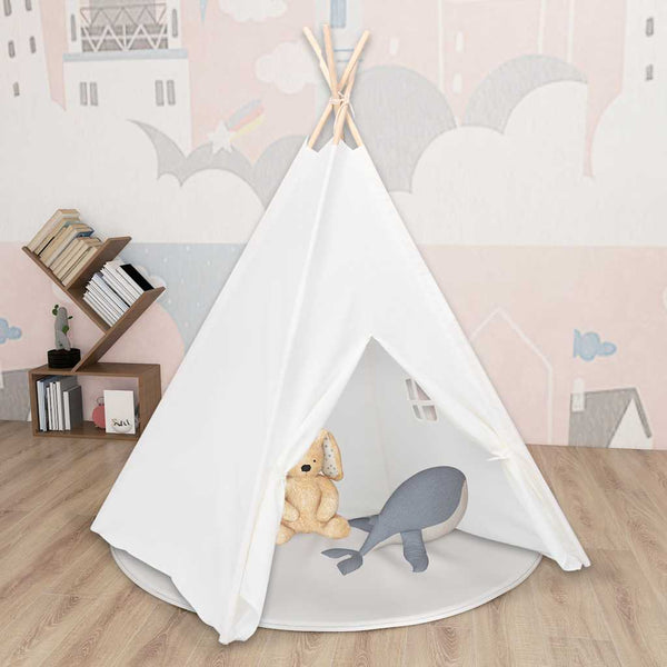 Kinder Tipi Zelt Pfirsichhaut Weiß 120x120x150 cm