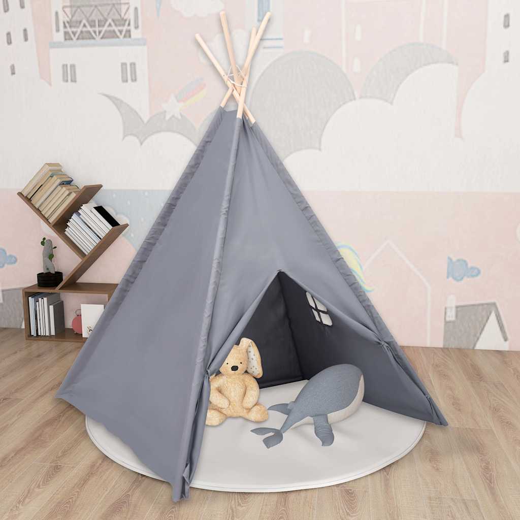 Kinder Tipi Zelt Grau Pfirsichhaut 120x120x150 cm