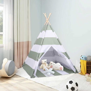Kindertent Grau-Weiß Kiefernholz 120x120x150cm