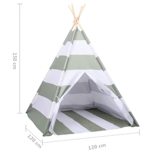 Kindertent Grau-Weiß Kiefernholz 120x120x150cm