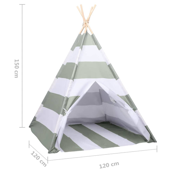 Kindertent Grau-Weiß Kiefernholz 120x120x150cm