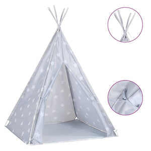 Kinder Tipi Zelt Grau mit Tragetasche