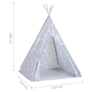 Kinder Tipi Zelt Grau mit Tragetasche