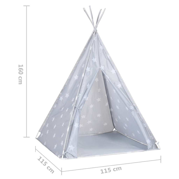 Kinder Tipi Zelt Grau mit Tragetasche