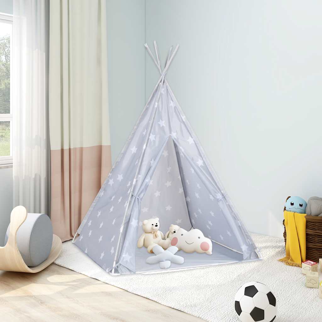 Kinder Tipi Zelt Grau mit Tragetasche