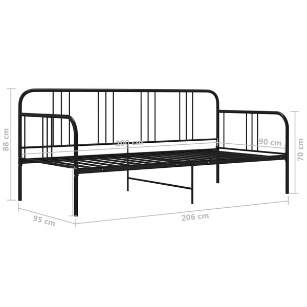Schlafsofa Bettgestell Metall Schwarz 90x200 cm