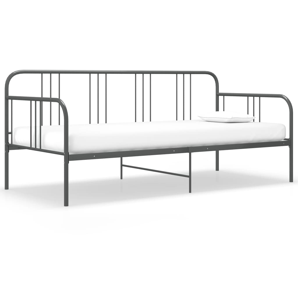 Schlafsofa Bettgestell Grau Metall 90x200