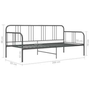 Schlafsofa Bettgestell Grau Metall 90x200